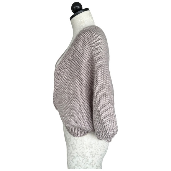 Knit Shrug Taupe Hand Made Silky Soft Snap Close Super Stretchy One Size - Picture 5 of 12